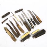 Various staghorn hunting knives, penknives etc