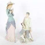 2 Lladro porcelain figures, including shepherd, largest height 36cm (2) No chips cracks or