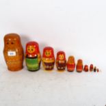 A set of wooden Russian Matryoshka dolls