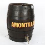 A coopered oak Amontillado Whisky barrel, height 34cm