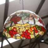 A Tiffany style leadlight stained glass ceiling light fitting, shade diameter 40cm