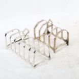 A silver 6-section toast rack, and a silver 4-section toast rack