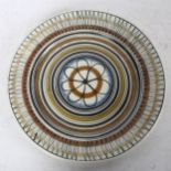 A mid-century Mallorcan earthenware wall plate, diameter 32cm Good condition