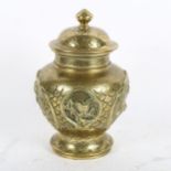 A Chinese bronze jar and cover, height 23cm