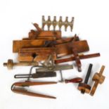 Various woodworking planes and gauges