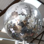 A large mirrored glass disco ball, diameter 50cm