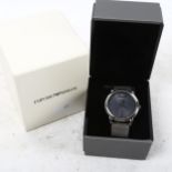 EMPORIO ARMANI - a stainless steel quartz bracelet watch, ref. AR-110069, black and grey dial with