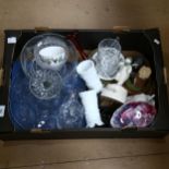 Various ceramics and glass, including pair of milk glass spill vases etc