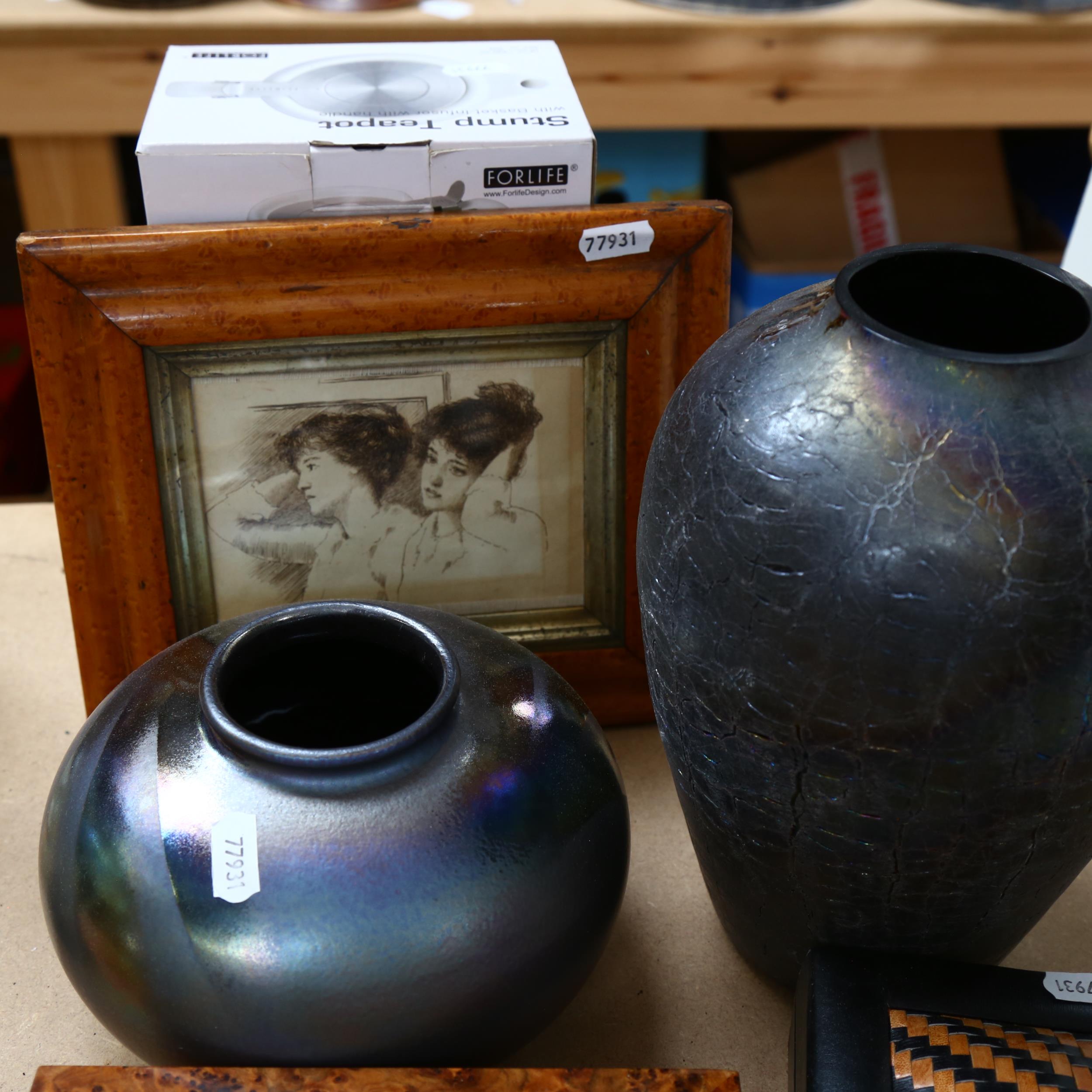 A carved wood study of an African lady, signed Simeon to the base, a burr-walnut box, a Maltese - Bild 2 aus 2