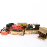 A group of boxed American Flyer trains, including locomotives and carriages, accessories included