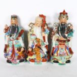 A set of 3 Chinese God Hok Lok Sielu ceramic figures, tallest 50cm