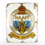 A Second World War Period NAAFI (Navy, Army And Air Force Institutes) pictorial enamel sign, 76cm