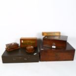 Various boxes and containers, including rosewood and mother-of-pearl etc (7)