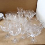 A collection of crystal glassware, including Champagne glasses, Sherry and wine etc