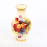 A 1940s Royal Worcester vase, painted with autumnal leaves and berries by K Blake, signed, shape