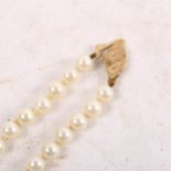 A freshwater pearl necklace, with engraved 9ct gold clasp, overall length 53cm