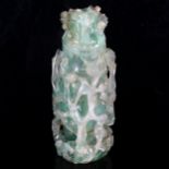 A large Chinese fluorite 'Blossom' jar and cover, height 30cm Several chips and losses to raised