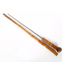 A Japanese bamboo sword stick, blade length 45cm Sword section does not stay firmly inside sheath,