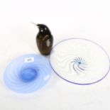 ANTHONY SSTERN - a Studio glass dish, another, a glass penguin paperweight