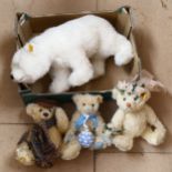 4 Steiff and Franklin Mint teddy bears, including a Steiff polar bear (4)