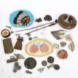 Various Antiquities and collectables, including Niger slave bangle, arrowheads, a Native American