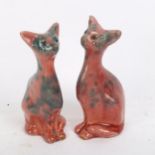 A pair of Brannam William Baron Barnstaple pottery seated cats, signed, marked 133, height 11cm