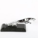 A Jaguar chrome plate car mascot, on black marble base, base length 15.5cm