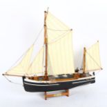 A table-top Thames barge model boat, hull length 45cm