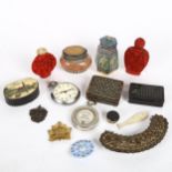 Various collectables, including Chinese snuff bottle, miniature cloisonne enamel jar and cover etc