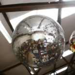 A large mirrored glass disco ball, diameter 50cm