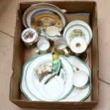 Various ceramics, including Beswick budgerigar 930, and Doulton hunting ceramics etc