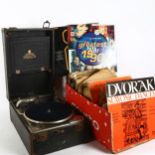 A Decca Salon portable wind-up gramophone, and a quantity of vinyl LP and records