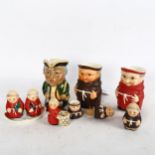 Goebel Friar and Cardinal Tuck ceramics, including cruets, jugs etc, largest height 15cm