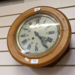 A 19th century mahogany-framed 8-day dial wall clock, overall width 38cm