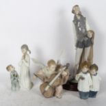 A NAO figure of Don Quixote, and a NAO group of 2 choristers, and 2 Lladro figures (4)