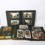 3 Vintage postcard albums, all mostly filled with greeting and topographical examples
