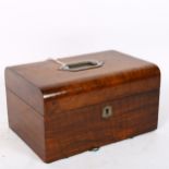 A Victorian rosewood dome-top sewing box, with removeable tray, W25cm, H14cm, D18cm