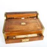 A 19th century brass-bound mahogany tambour folding writing slope, width 49cm