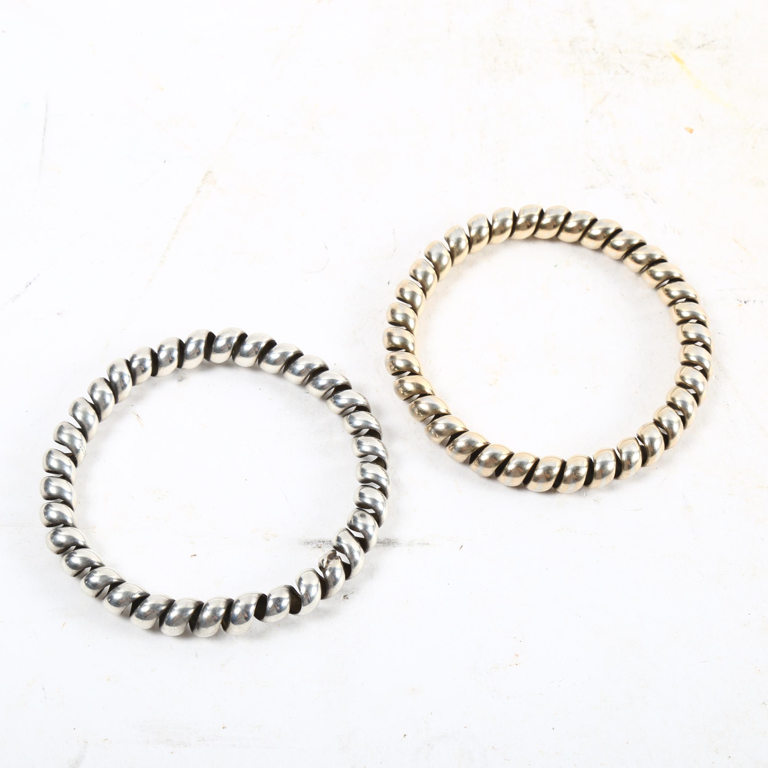2 silver spring design bangles, both marked 830s - Bild 2 aus 2
