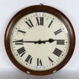A large mahogany-framed General Post Office wall clock, cream dial with Roman numeral hour