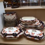 A Victorian Imari pattern part-dinner service, to include tureens and covers, 4 graduated meat