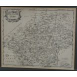Robert Morden Antique map engraving of Hertfordshire, image 37cm x 44cm, framed, overall frame
