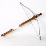 A modern brass-mounted mahogany crossbow, width 85cm, length 90cm