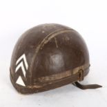 A Vintage motorcycle helmet, with label for Bayaro, with original lining