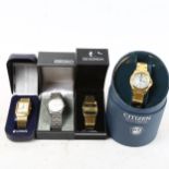 CITIZEN - a gent's Citizen Ecodrive WR50 gold plated wristwatch, original box, working order, and