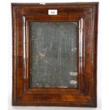 A 17th century William and Mary walnut veneered rectangular cushion wall mirror, overall 47cm x 39cm