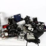 Various cameras and accessories, including Olympus electronic flash T20, Fujica, Sigma flash etc