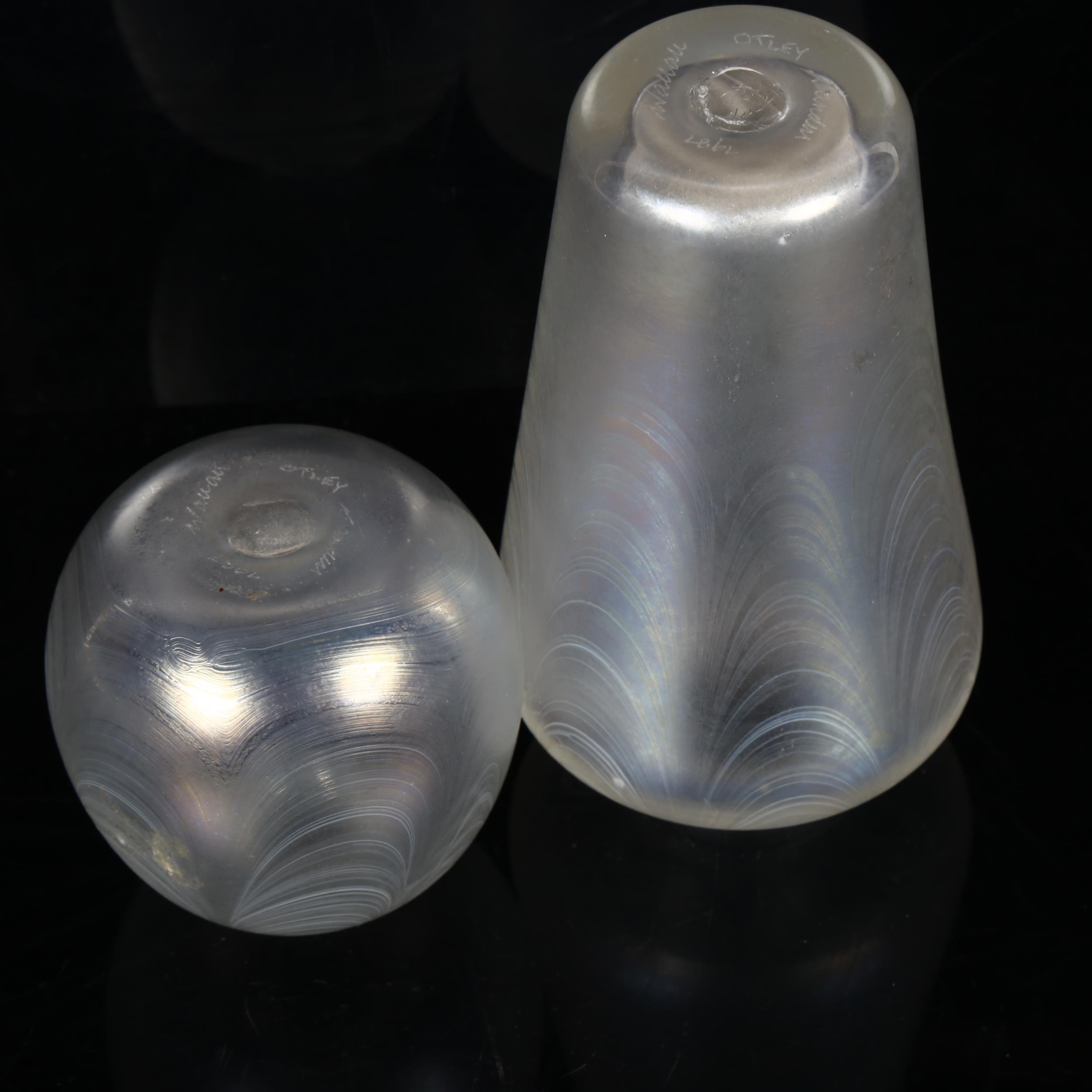 2 pieces of opalescent studio glass vases, signed to base, "Sanders and Wallace, Ottley", tallest - Image 2 of 2