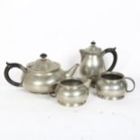 LIBERTY - Tudric hammered pewter 4-piece tea set
