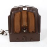 An Art Deco Ekco RS2 Bakelite valve radio, height 14cm